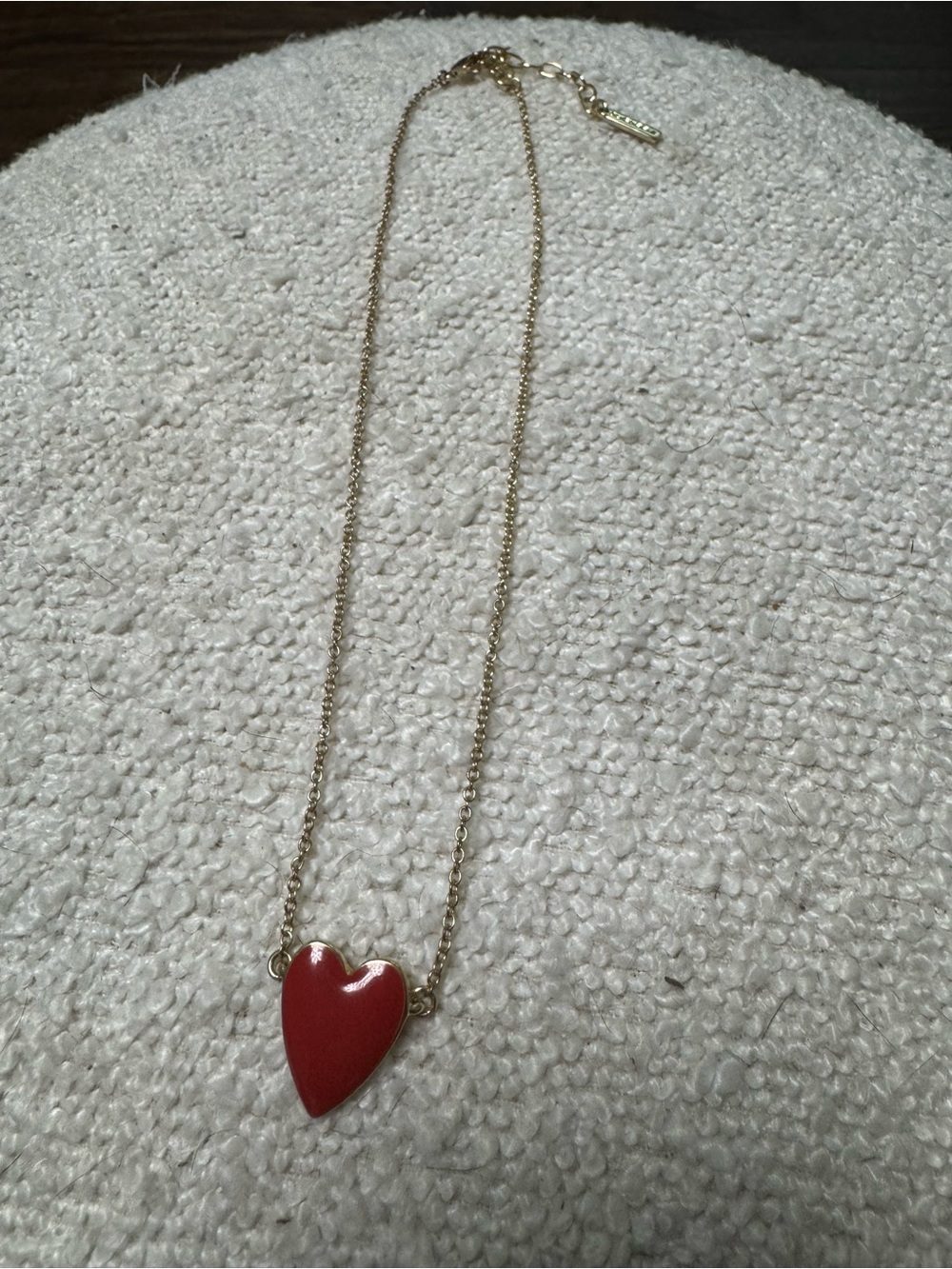 Gold-Tone Necklace with Red Heart Pendant - Women's Jewelry
